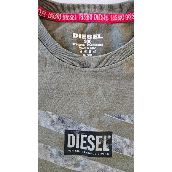 Diesel Boys T Shirt Small Green Short Sleeve Logo Print Crewneck Basic Tee - Picture 2 of 5